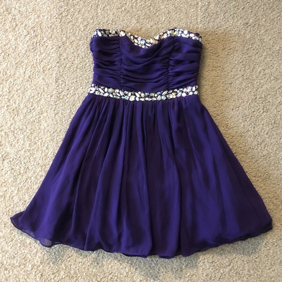 Windsor sequins Rhinestones strapless Purple dress size 7 - Picture 3 of 15